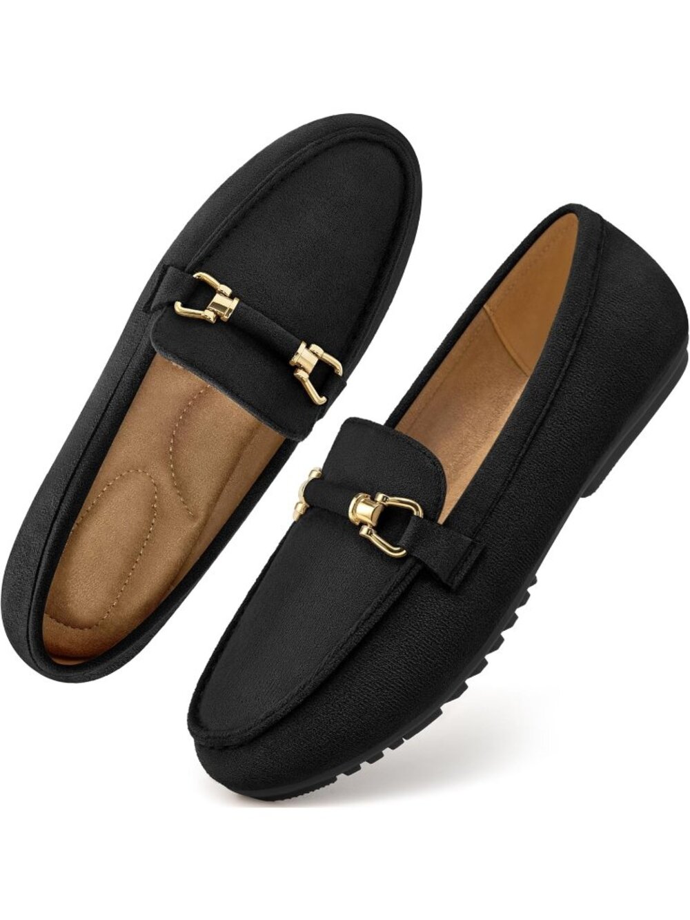Women's Black Faux Leather Comfortable Casual Moccasins Flexible Flats Shoes